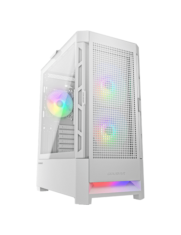 Кутия за компютър Cougar Airface RGB White, Mid Tower, 2x 140 1x120 ARGB Fans, Tempered Glass, CEB, E-ATX - CG385ZD100005