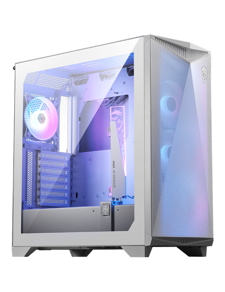 Кутия за компютър MSI MPG GUNGNIR 300R AIRFLOW WHITE, Mid-Tower, E-ATX, Type-C, ARGB Hub, 4x 120mm ARGB Fans, Tempered Glass