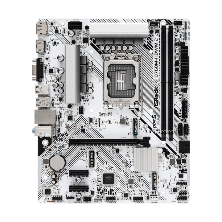Дънна платка ASRock B760M-HDV/M.2, LGA1700, DDR5, PCI-E 4.0, 2x M.2, USB Type-C, Micro ATX