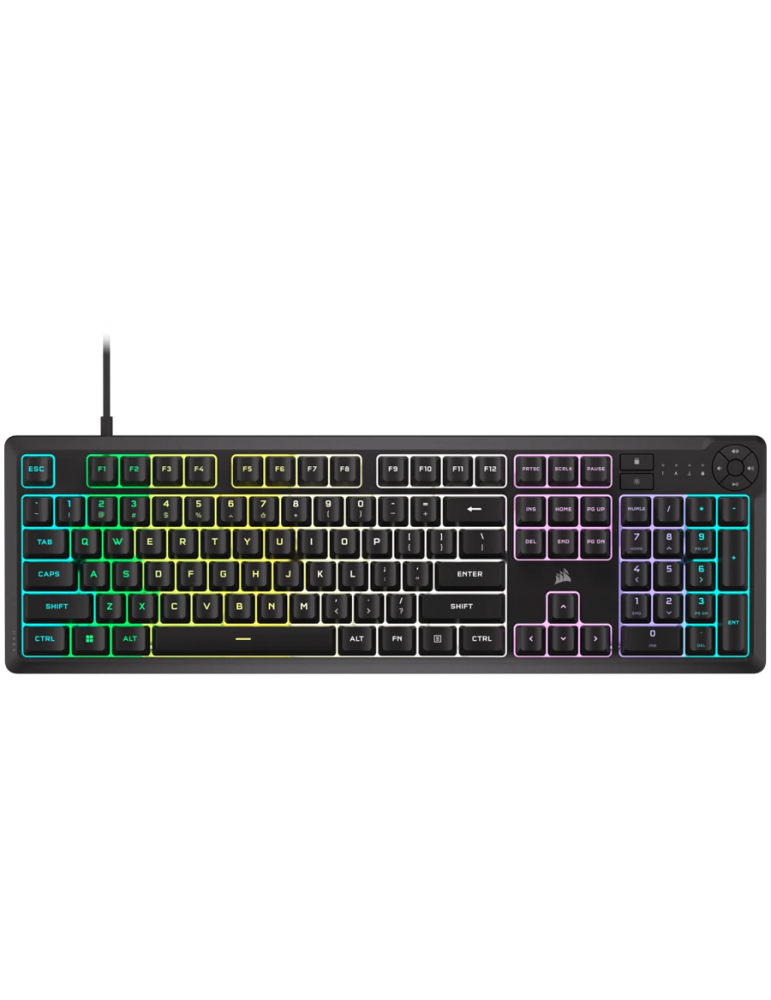 Геймърска клавиатура Corsair K55 CORE RGB, Black, Fully customizable ten-zone RGB backlight - CH-9226C65-NA