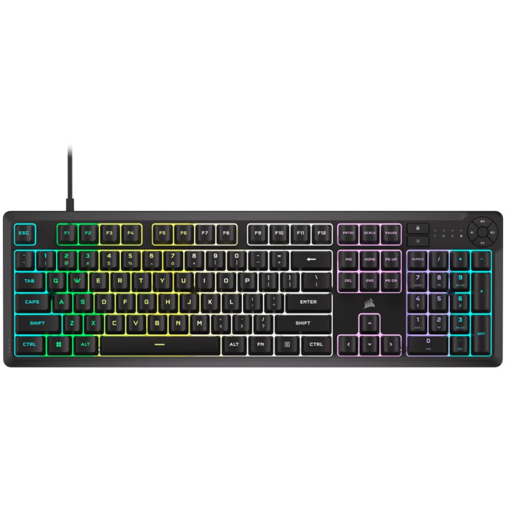 Геймърска клавиатура Corsair K55 CORE RGB, Black, Fully customizable ten-zone RGB backlight - CH-9226C65-NA