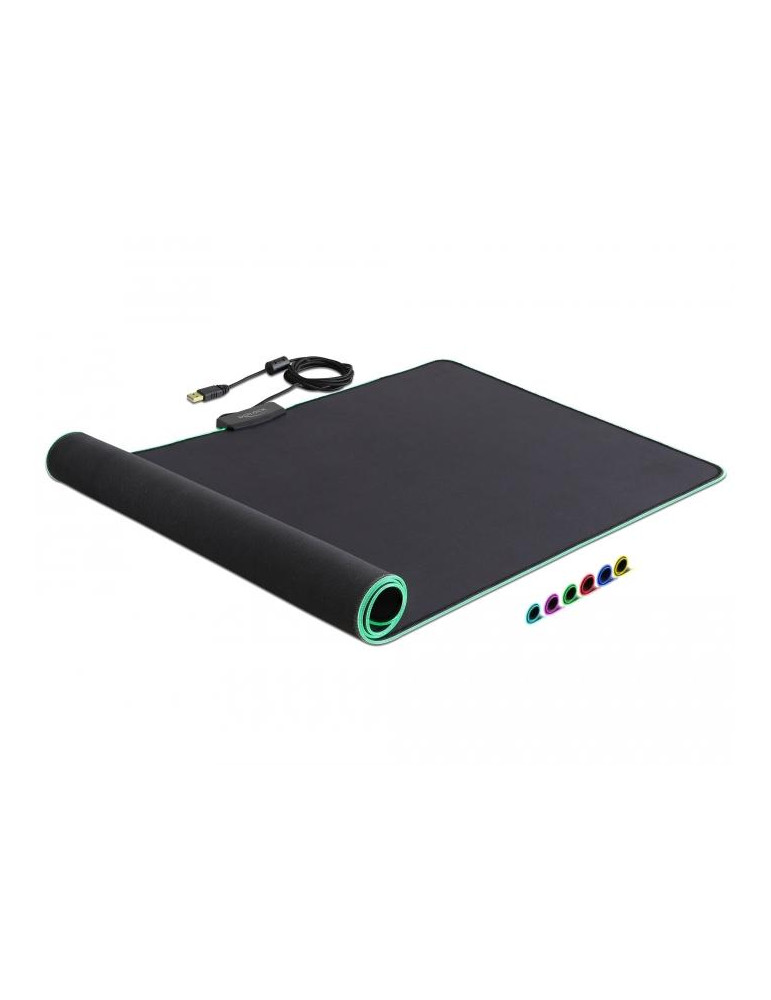 Пад за мишка Delock, 920 x 303 x 3 mm, RGB, Черен - 12555