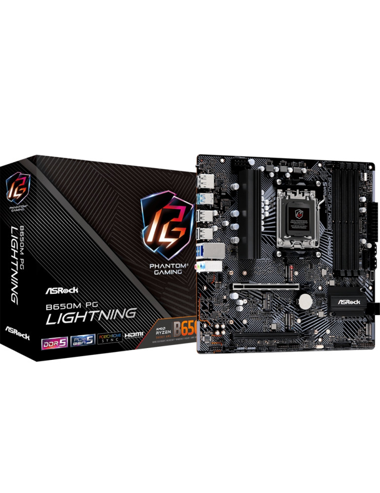 Дънна платка AsRock B650M Phantom Gaming Lightning, AM5, DDR5 - 90-MXBMV0-A0UAYZ