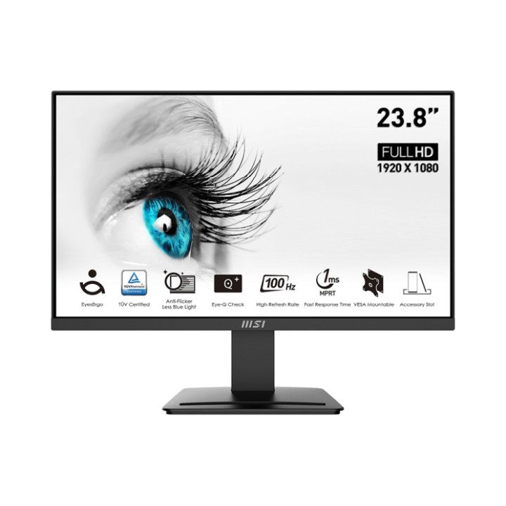 Монитор MSI PRO MP2412, 23.8", 100Hz, FHD, VA, 1ms MPRT, 4ms GTG, 4000:1 CONTRAST RATIO, Anti-glare, HDMI, DP - 9S6-3BA9CH-042