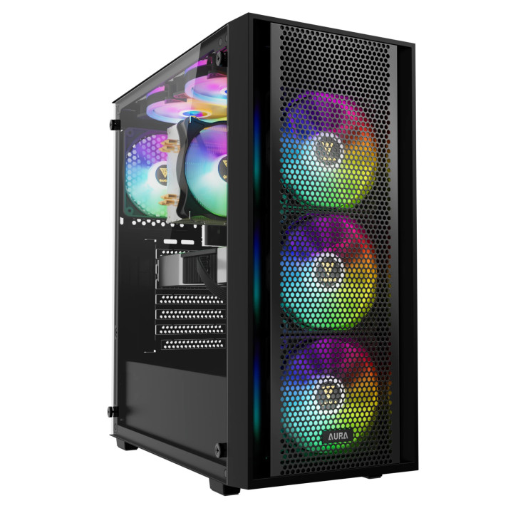 Кутия за компютър Gamdias AURA GC2 Elite, ATX, Mesh, RGB, Tempered Glass - GAMDIAS-AURA-GC2-ELITE