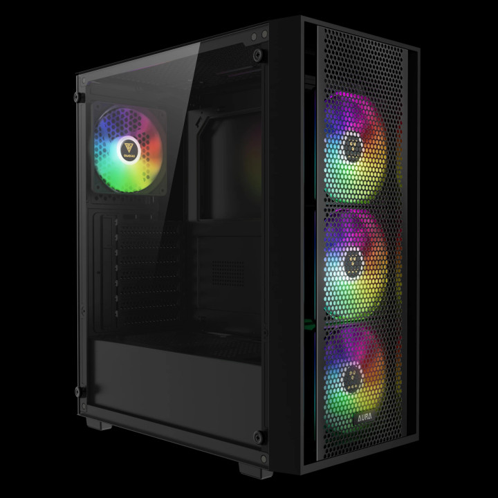 Кутия за компютър Gamdias AURA GC2 Elite, ATX, Mesh, RGB, Tempered Glass - GAMDIAS-AURA-GC2-ELITE