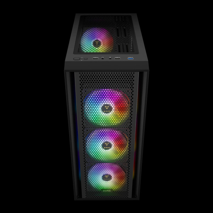 Кутия за компютър Gamdias AURA GC2 Elite, ATX, Mesh, RGB, Tempered Glass - GAMDIAS-AURA-GC2-ELITE