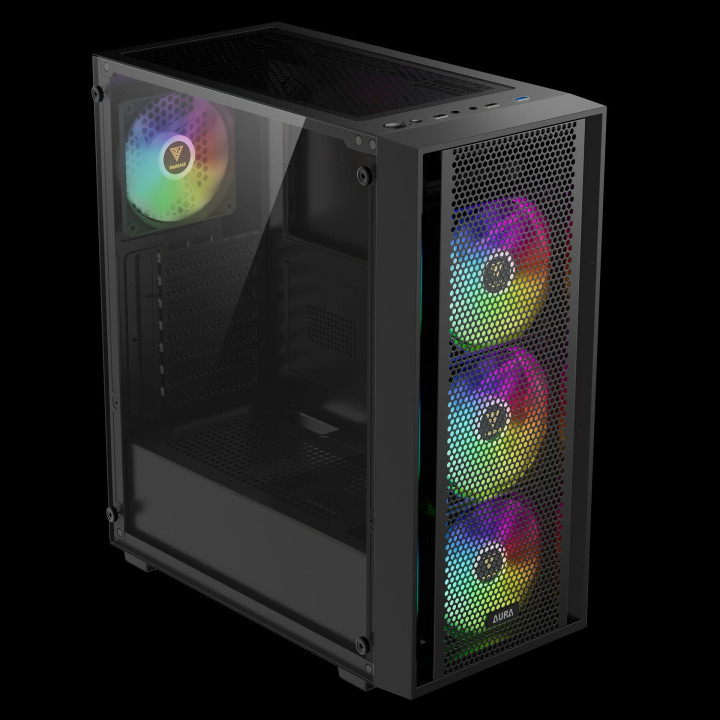 Кутия за компютър Gamdias AURA GC2 Elite, ATX, Mesh, RGB, Tempered Glass - GAMDIAS-AURA-GC2-ELITE