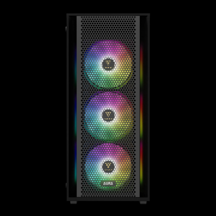 Кутия за компютър Gamdias AURA GC2 Elite, ATX, Mesh, RGB, Tempered Glass - GAMDIAS-AURA-GC2-ELITE
