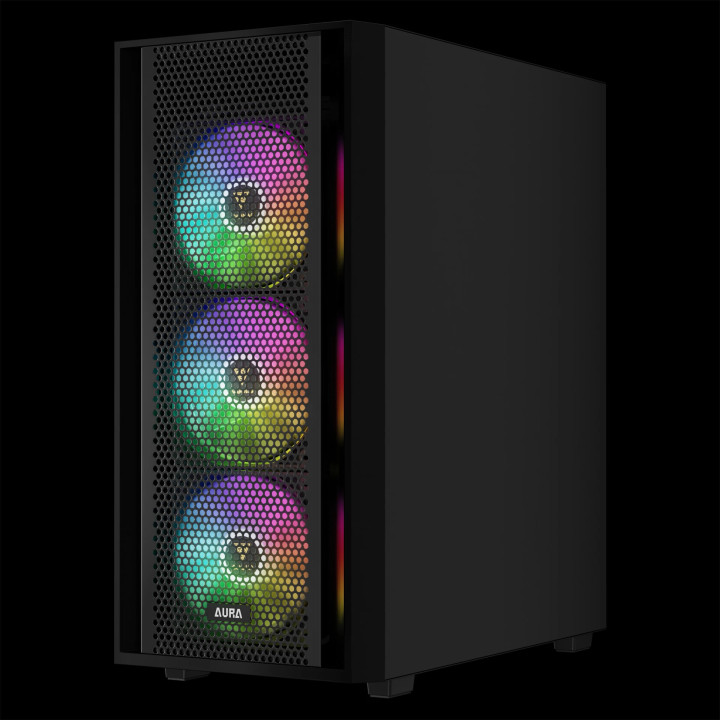 Кутия за компютър Gamdias AURA GC2 Elite, ATX, Mesh, RGB, Tempered Glass - GAMDIAS-AURA-GC2-ELITE