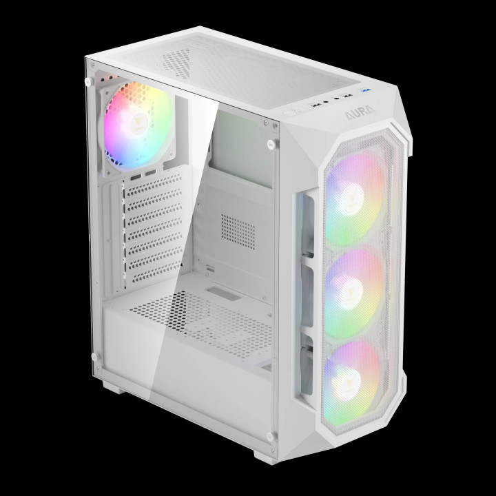 Кутия за компютър Gamdias AURA GC1 Elite White, ATX, Mesh, RGB, Tempered Glass - GAMDIAS-AURA-GC1-ELITE-WH