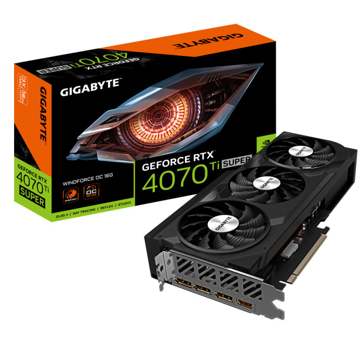 Видео карта Gigabyte GeForce RTX 4070 TI SUPER WINDFORCE OC 16GB GDDR6X - GV-N407TSWF3OC-16GD