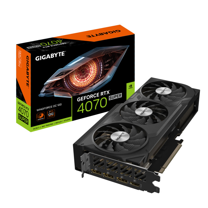 Видео карта Gigabyte GeForce RTX 4070 SUPER WINDFORCE OC 12GB GDDR6X - GV-N407SWF3OC-12GD