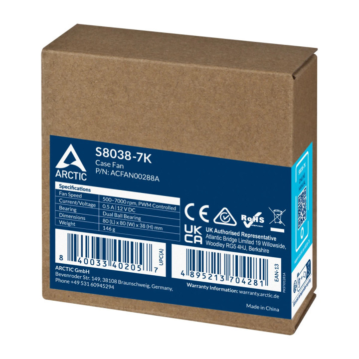 Сървърен вентилатор Arctic 80x80x38 Dual Ball, S8038-7K - ACFAN00288A