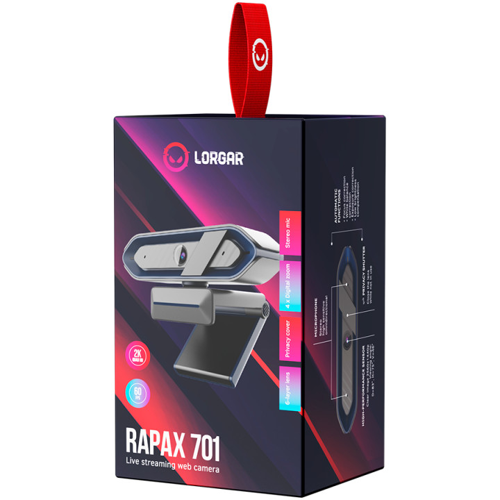 Web камера LORGAR Rapax 701, Streaming Camera, 2K 1080P/60fps, 1/3'',4Mega CMOS Image Sensor - LRG-SC701BL