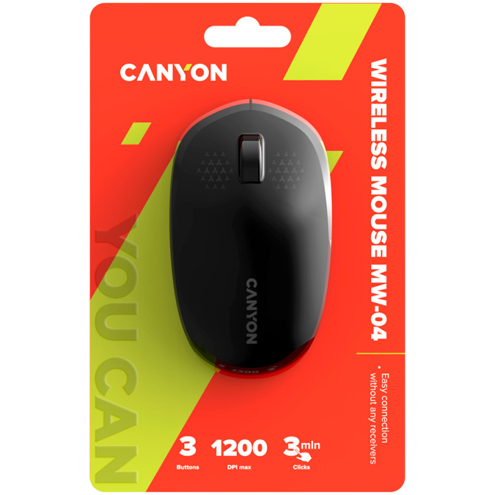 Bluetooth мишка CANYON MW-04, 3 buttons, DPI 1200, Black - CNS-CMSW04B