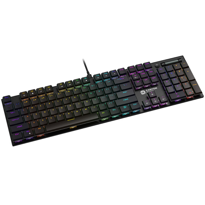 Геймърска механична клавиатура Canyon Cometstrike TKL GK-55, 104keys, 50million times life, with VS11K28A solution, GTMX red switch, RGB, black - CND-SKB55-US