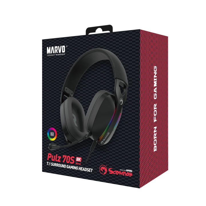 Геймърски слушалки Marvo Pulz 70S, 7.1 RGB - MARVO-HG9086-BK