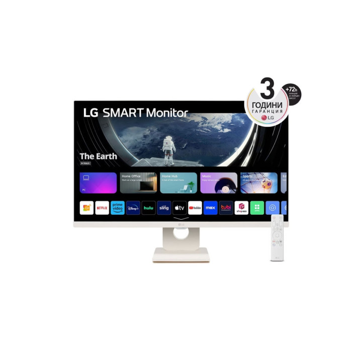 Монитор LG 27SR50F-W, 27" IPS Smart webOS23, AG, 5ms, FHD, HDR 10, HDMI, USB, Wi-Fi B/in, Reader Mode, Speakers 5W x 2, Tilt, Black