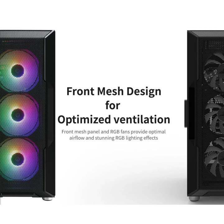 Кутия за компютър Zalman I3 NEO Black,  ATX, RGB, Mesh - ZM-I3-NEO-BK