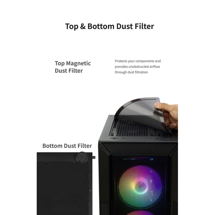 Кутия за компютър Zalman I3 NEO Black,  ATX, RGB, Mesh - ZM-I3-NEO-BK