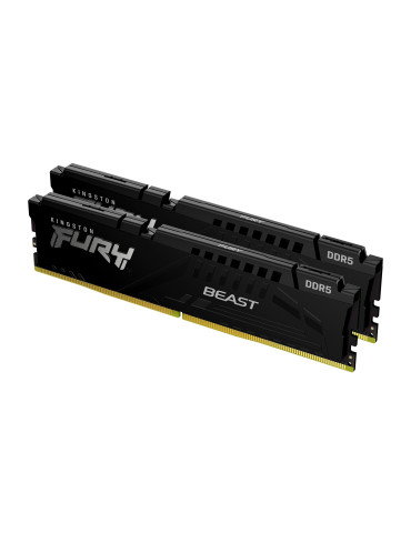 RAM памет Kingston 64GB(2x32GB) DDR5 6400MHz CL32 FURY Beast Black, XMP - KF564C32BBK2-64