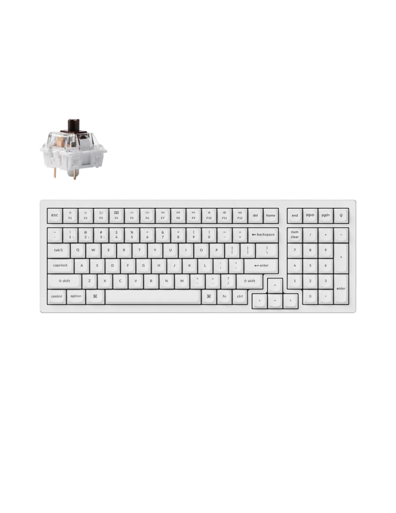 Геймърска механична клавиатура Keychron K4 Pro White Hot-Swappable Full-Size K Pro Brown Switch White LED - K4P-O3