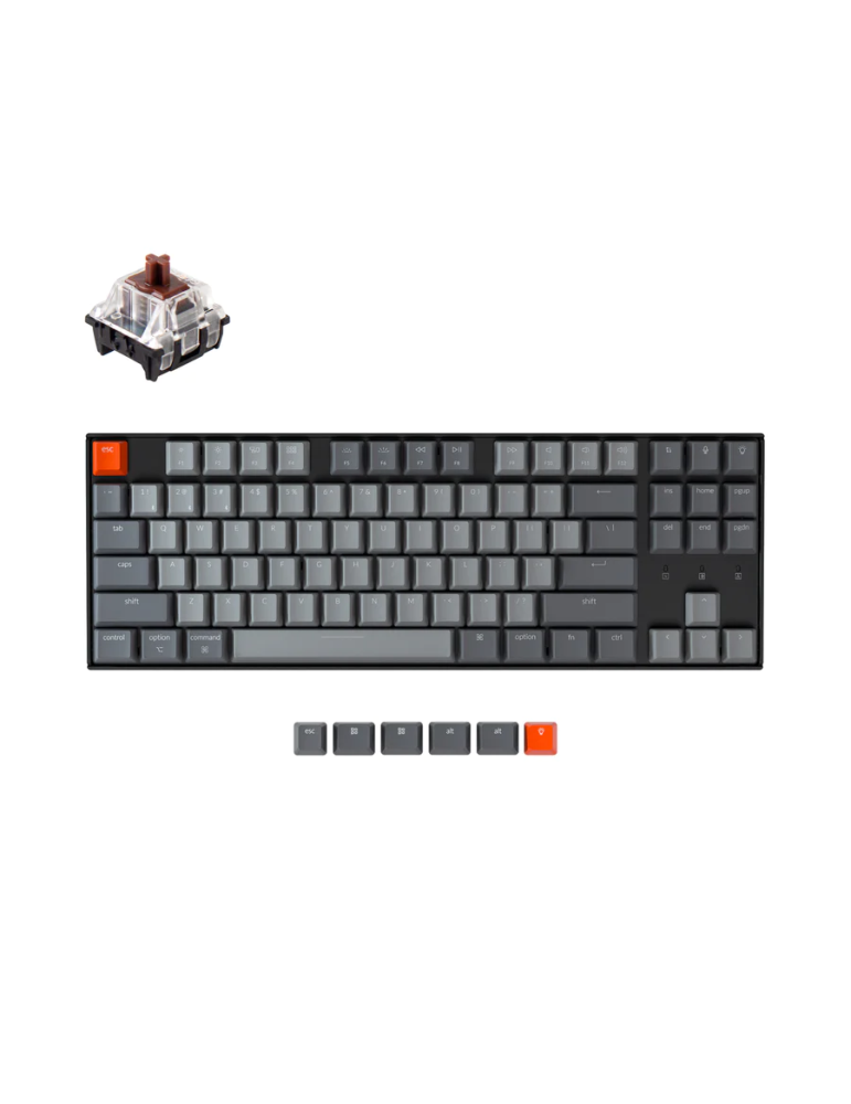Геймърска механична клавиатура Keychron K8 TKL, Hot-Swappable Gateron Optical Brown Switch RGB Backlight - K8-P3