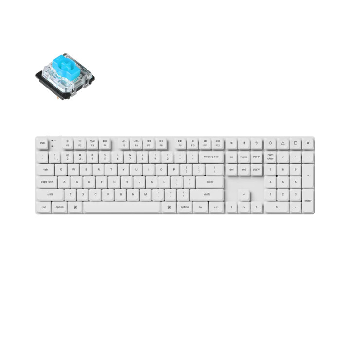 Геймърска механична клавиатура Keychron K5 Pro White QMK/VIA Full-Size Low-Profile Gateron Blue Switches RGB Backlight - K5P-P2