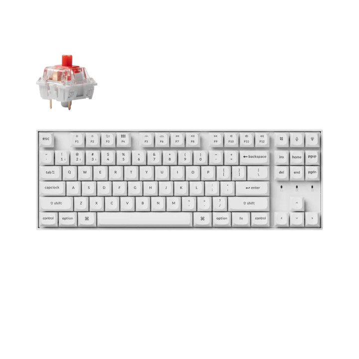 Геймърска механична клавиатура Keychron K8 Pro White QMK/VIA TKL K Pro(Hot Swappable) Red Switch RGB Backlight Plastic Frame - K8P-P1