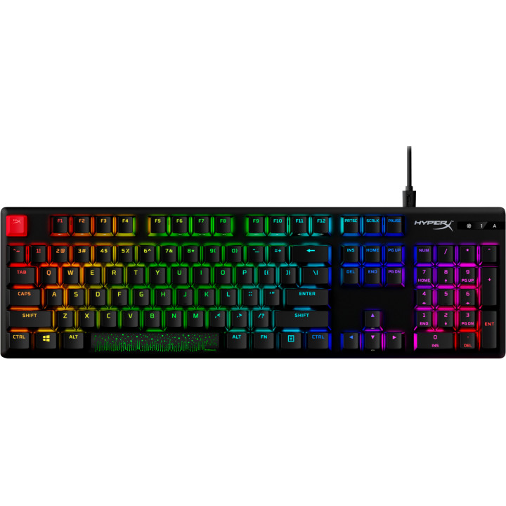 Геймърска механична клавиатура HyperX Alloy Origins PBT, HyperX Aqua суичове, RGB, Черен - 639N5AA#ABA