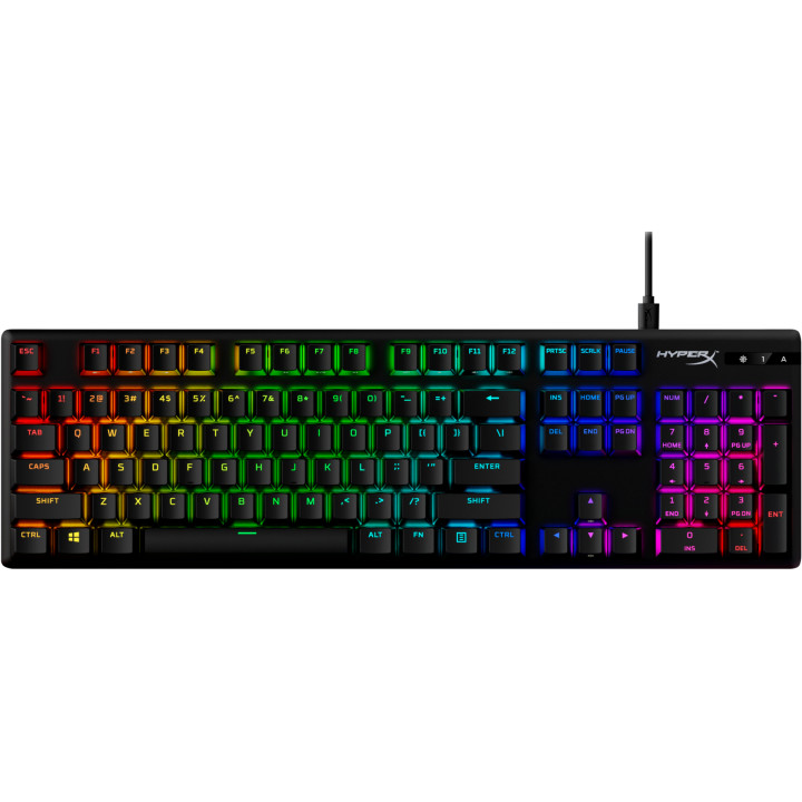 Геймърска механична клавиатура HyperX Alloy Origins PBT, HyperX Aqua суичове, RGB, Черен - 639N5AA#ABA