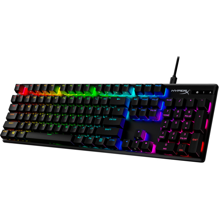 Геймърска механична клавиатура HyperX Alloy Origins PBT, HyperX Aqua суичове, RGB, Черен - 639N5AA#ABA