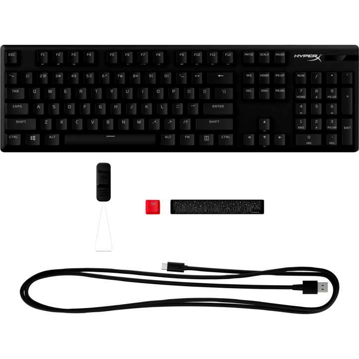 Геймърска механична клавиатура HyperX Alloy Origins PBT, HyperX Aqua суичове, RGB, Черен - 639N5AA#ABA