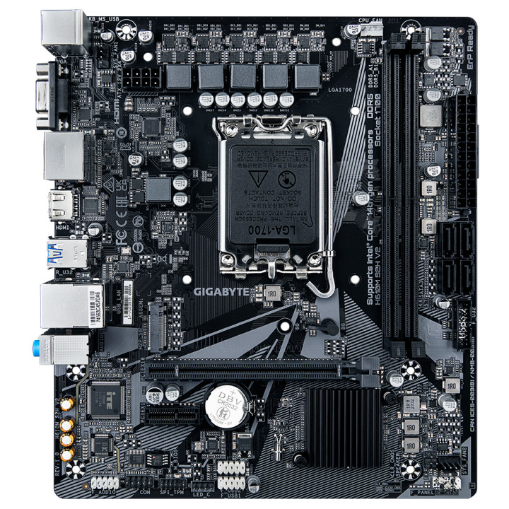 Дънна платка Gigabyte H610M-S2H V2, LGA1700, 2xDDR5, Micro ATX