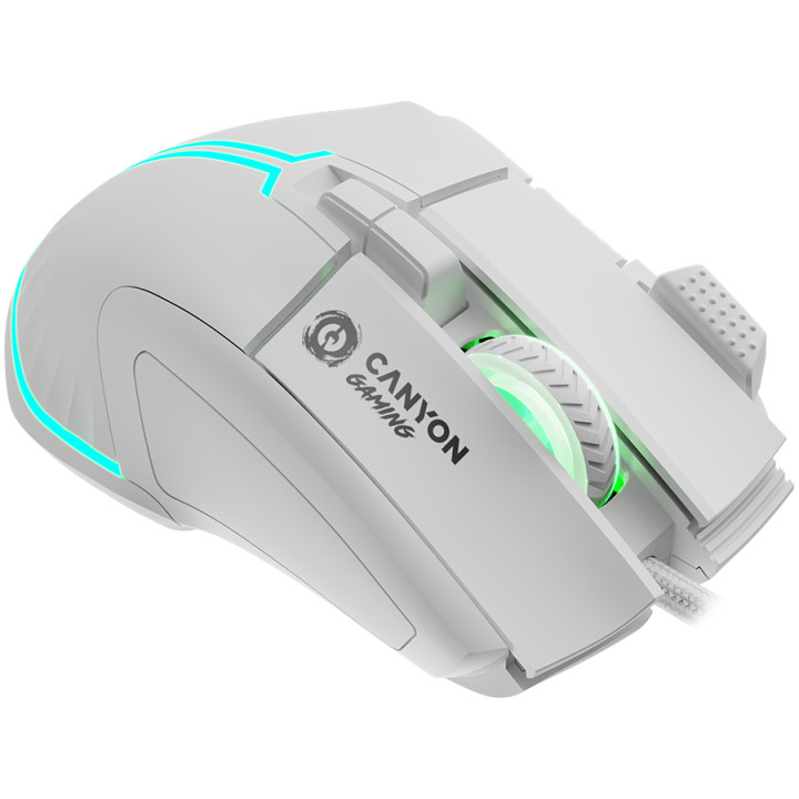 Геймърска мишка Canyon Fortnax GM-636, 9keys, up to 20000DPI, RGB lighting effects, White - CND-SGM636W