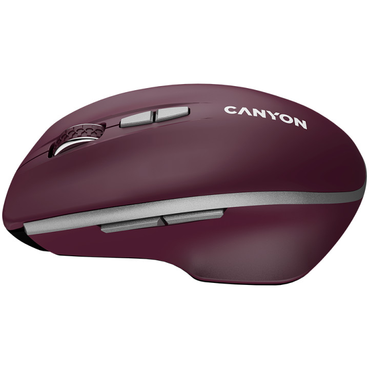 Безжична мишка Canyon MW-21, 7 buttons, DPI 800/1200/1600, Burgundy Red - CNS-CMSW21BR