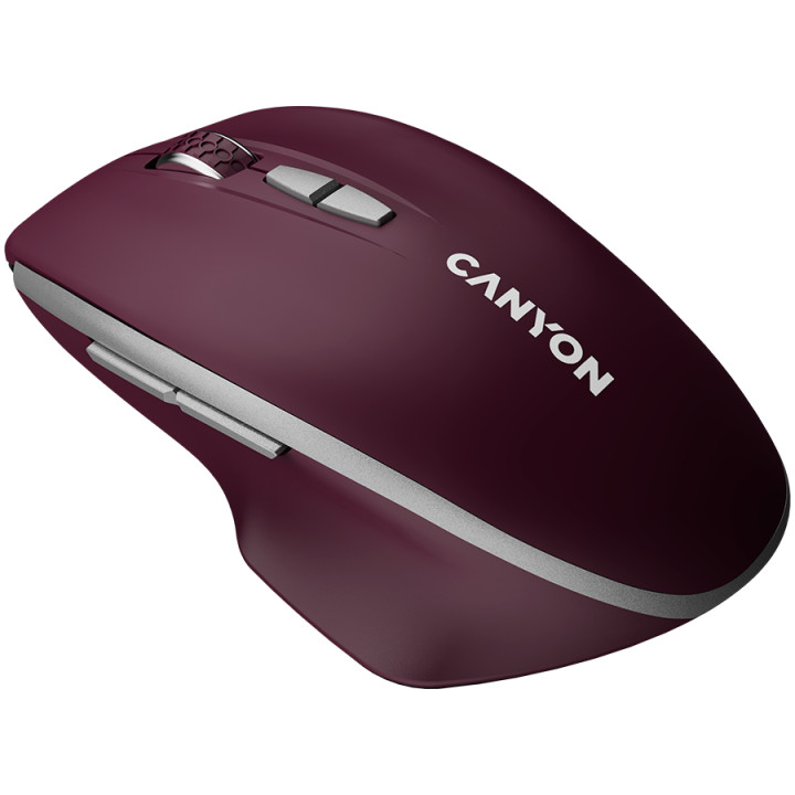 Безжична мишка Canyon MW-21, 7 buttons, DPI 800/1200/1600, Burgundy Red - CNS-CMSW21BR