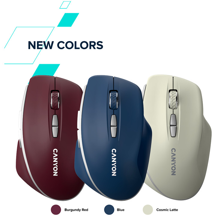 Безжична мишка Canyon MW-21, 7 buttons, DPI 800/1200/1600, Burgundy Red - CNS-CMSW21BR