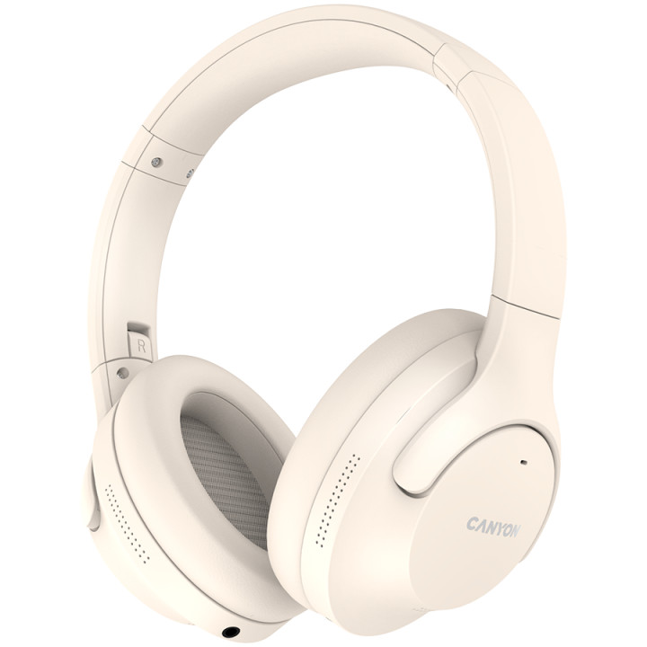 Bluetooth слушалки Canyon OnRiff 10, with Active Noise Cancellation function, BT V5.3 AC7006, battery 300mAh, Type-C charging plug, Beige - CNS-CBTHS10BG