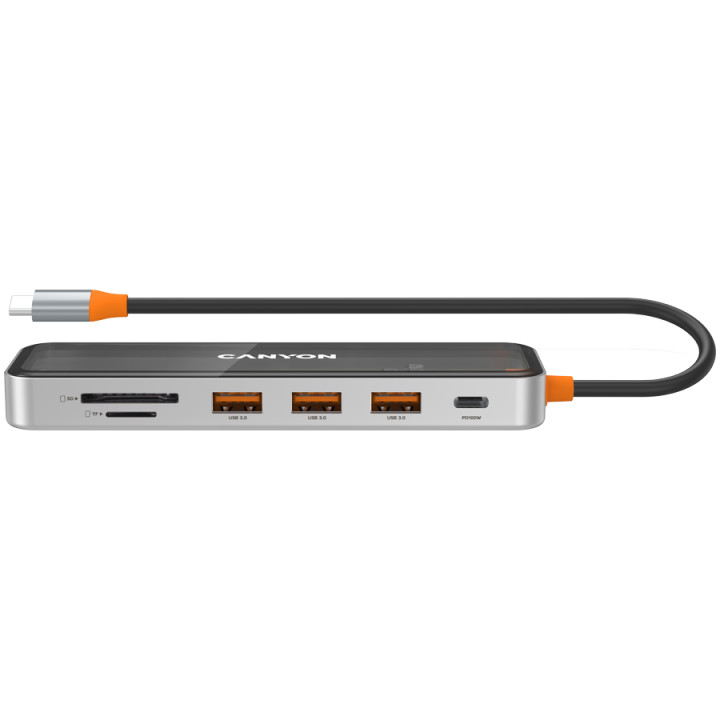 Докинг стнация Canyon DS-13, USB-hub,  Type-C To USB3.0*3(5Gbps) SD/TF 3.0(5Gbps) HDMI(4K@30Hz), Space Grey - CNS-TDS13