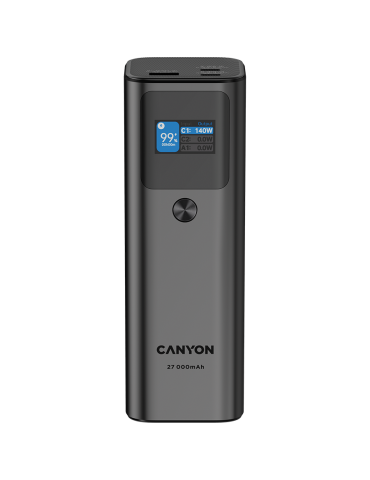 Външна батерия Canyon PB-2010, 27000mAh/97.2Wh Li-poly, TFT display, Dark Grey - CNE-CPB2010DG