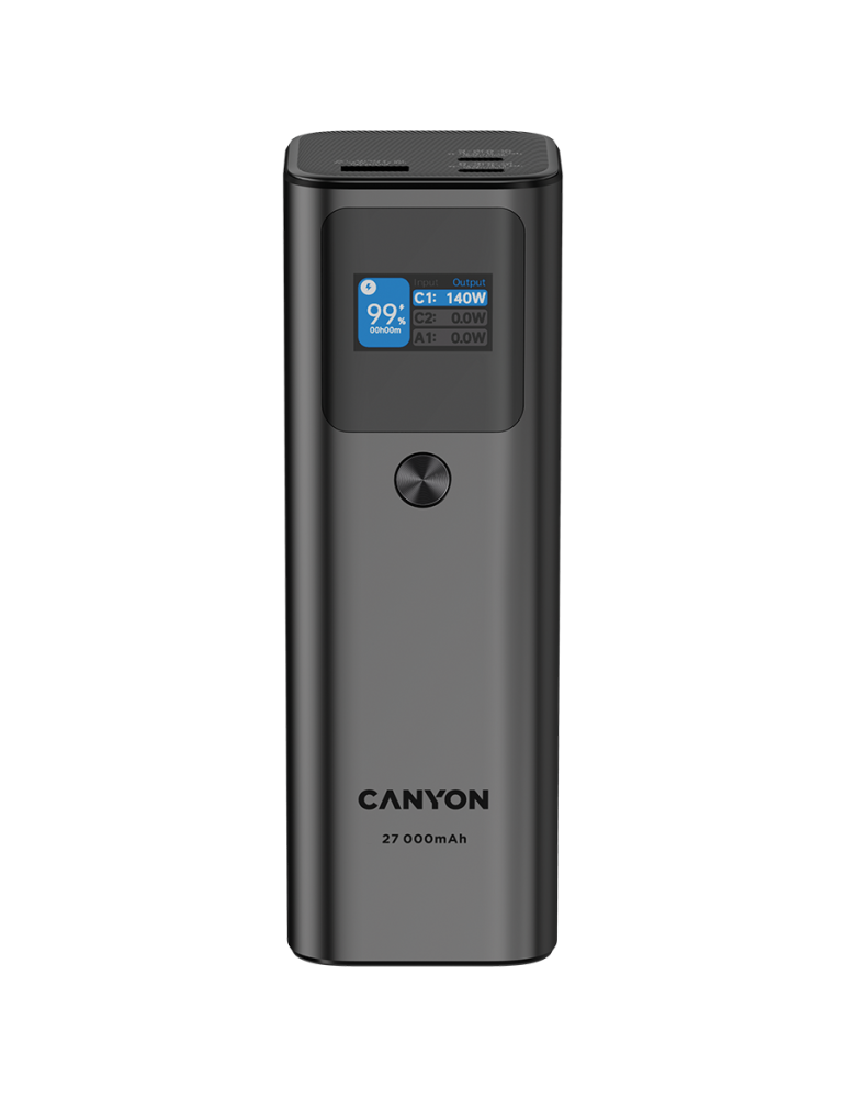 Външна батерия Canyon PB-2010, 27000mAh/97.2Wh Li-poly, TFT display, Dark Grey - CNE-CPB2010DG
