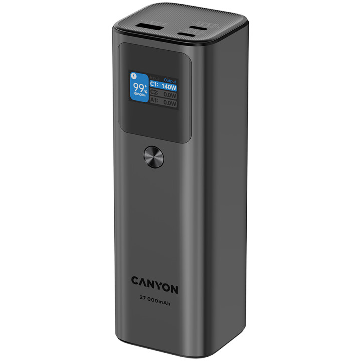 Външна батерия Canyon PB-2010, 27000mAh/97.2Wh Li-poly, TFT display, Dark Grey - CNE-CPB2010DG