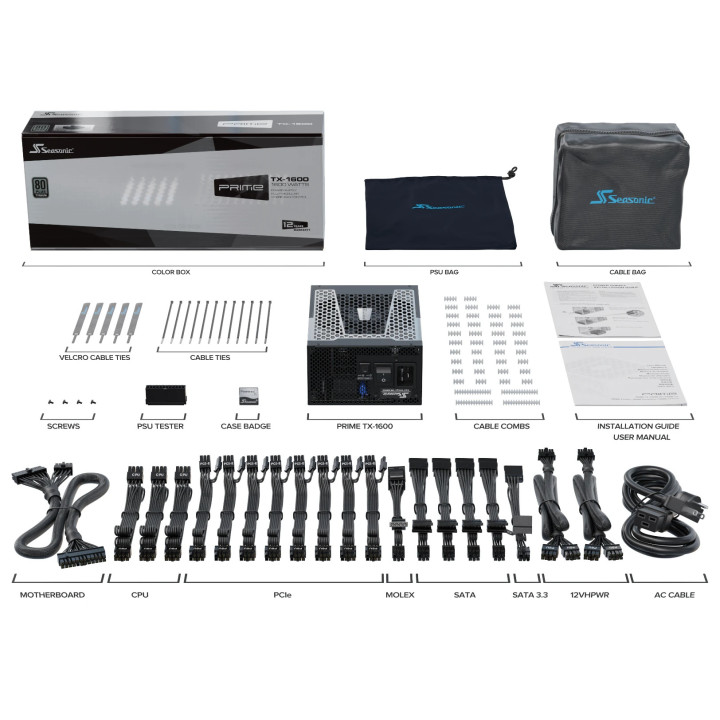 Захранване Seasonic PRIME TX-1600 PSU 1600W Titanium PCIe Gen 5  - SSR-1600TR2