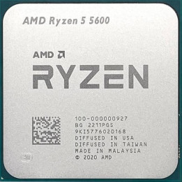 Процесор AMD Ryzen 5 5600, AM4 Socket, 6 Cores, 12 Threads, 3.5GHz(Up to 4.4GHz), 35MB Cache, 65W, Tray, без охладител и оригинална опаковка - 100-100000927