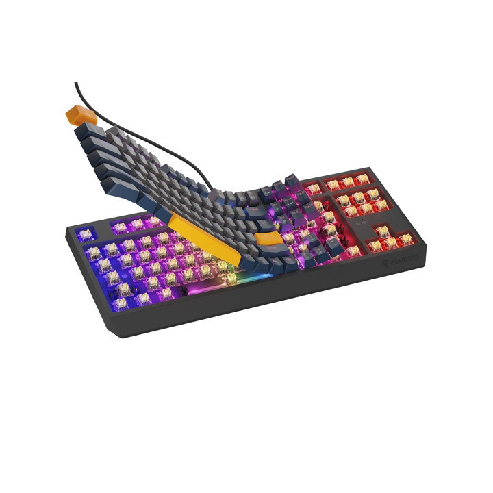 Механична геймърска клавиатура Genesis Thor 230 TKL Naval Blue Negative US RGB Mechanical Outemu Panda - NKG-2164