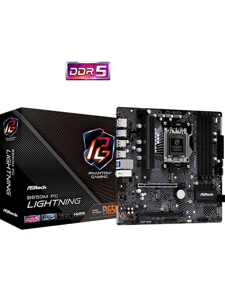 Дънна платка AsRock B650M Phantom Gaming LIGHTING, AM5, DDR5
