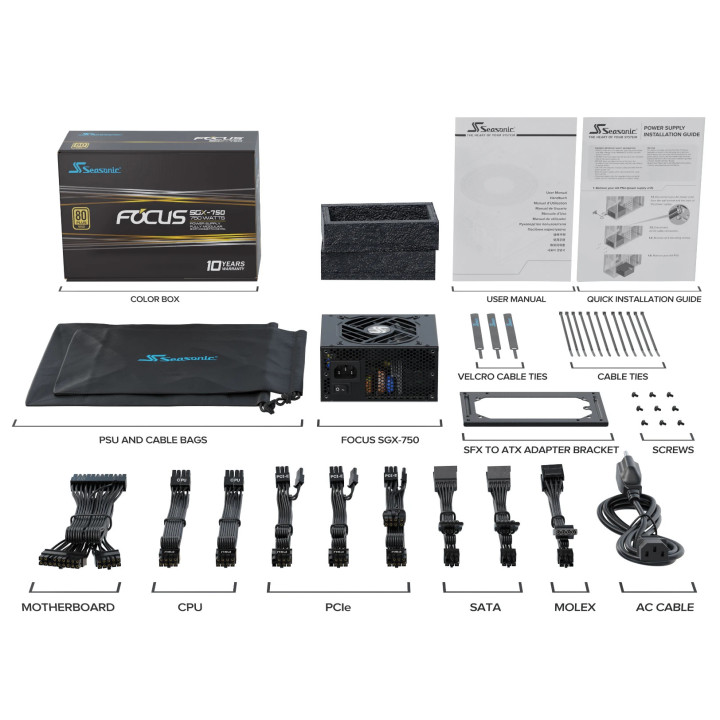 Модулно захранване Seasonic FOCUS SGX-750 PSU SFX/ATX 750W Gold - SSR-750SGX