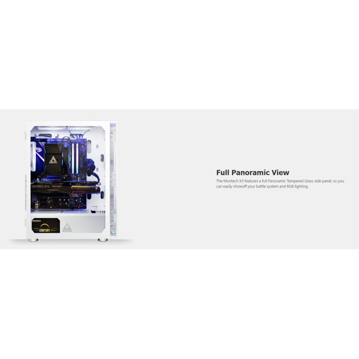 Кутия за компютър Montech X3 MESH, Mid-tower Case, TG, 6 fixed RGB Fans, White - MONTECH-X3-MESH-WH